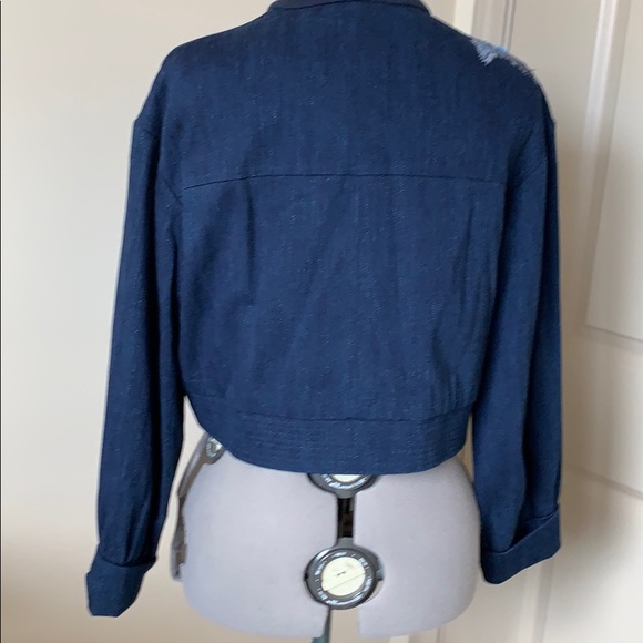 Josie Natori Spring 2018 Denim Jacquard Bomber - Picture 5 of 8